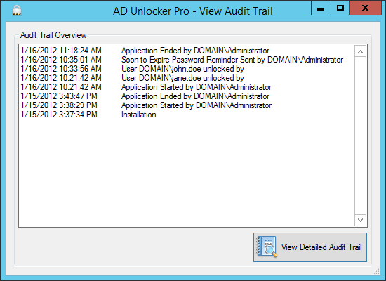 Audit Trail View Screenshot